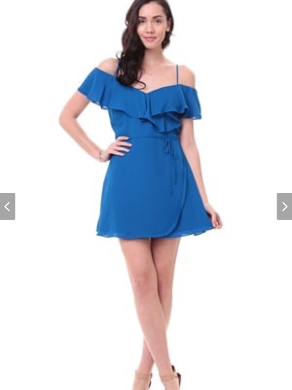Naked Zebra Ruffle Off Shoulder NavyBlue Dress size S NWT Ruffle Summer Casual